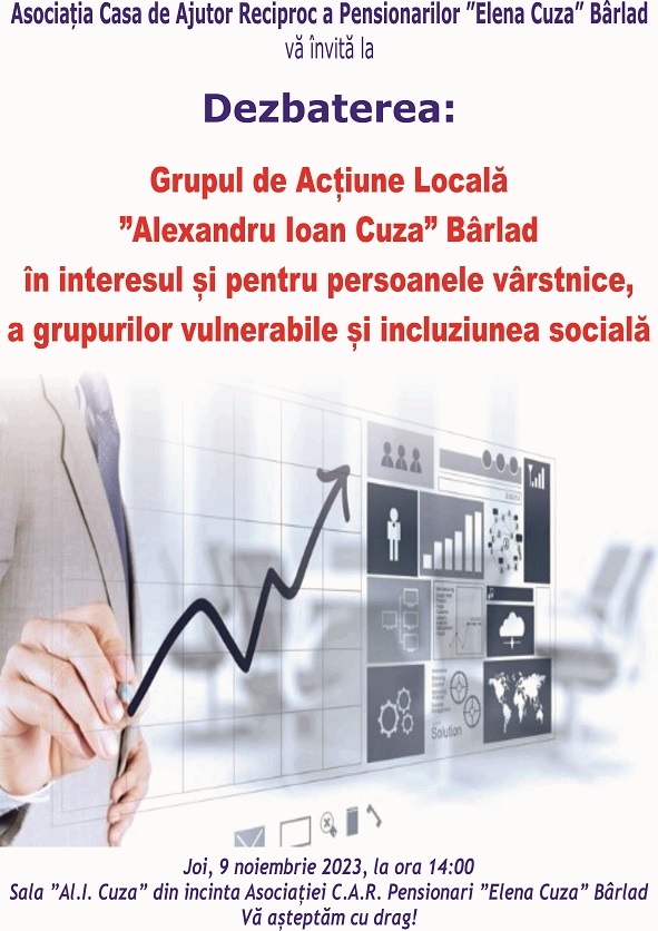 Dezbatere: Grupul de Acțiune Locală Al. I. Cuza în interesul și pentru persoanele vârstnice, a grupurilor vulnerabile și incluziunea